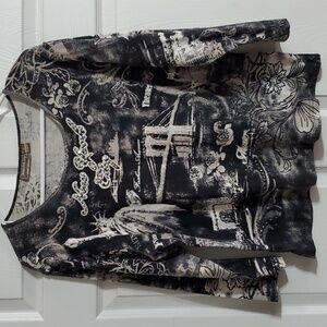 Jane Ashley Casual Lifestyle New York City Theme Embelished Top Size Large